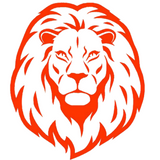 Sticker tête de lion rouge.
