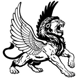Sticker lion avec ailes.