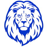 Sticker tête de lion bleu.