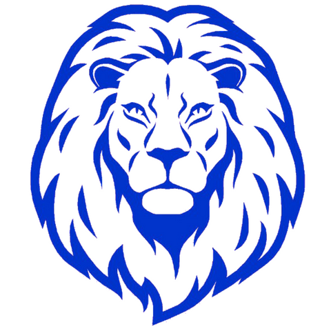 Sticker tête de lion bleu.