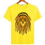 T-shirt lion rasta jaune.