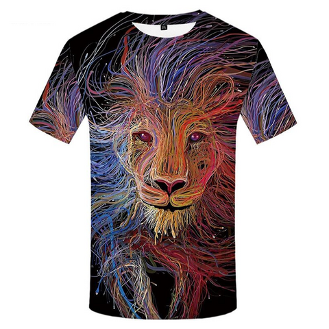 T-shirt lion multicolore.
