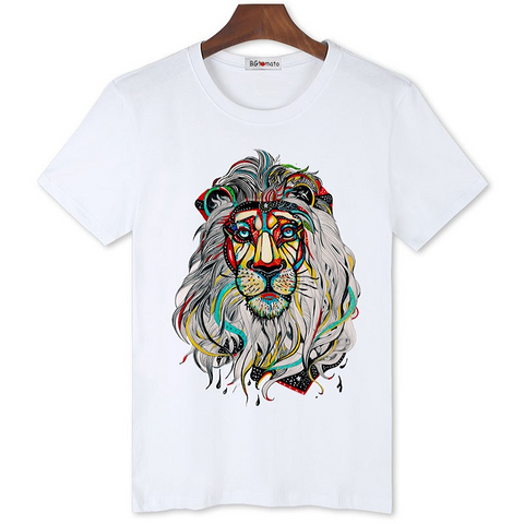 T-shirt tête de lion blanc.