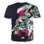 T-shirt multicolore lion pour homme.