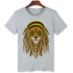 T-shirt lion rasta gris.