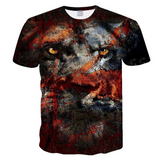T-shirt lion rouge et noir.