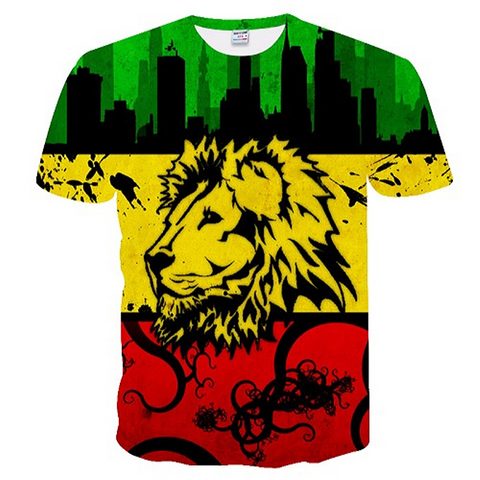 T-shirt lion couleurs Jamaique.