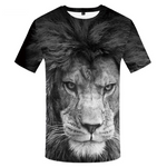 T-shirt lion noir et blanc.