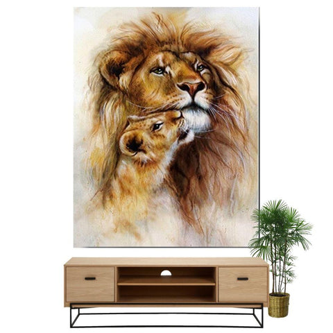 Tableau Lion et Lionceau | Lion Royaume