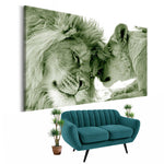 Tableau Lion et Lionne Vert Sacré | Lion Royaume
