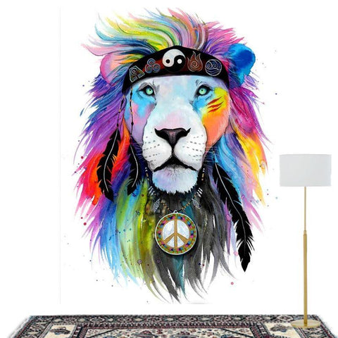 Tableau Lion Hippie