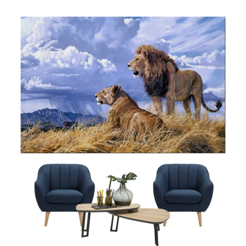 Tableau Lion Lionne | Lion Royaume
