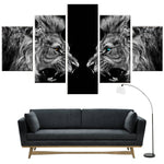 Tableau Lion Noir et Blanc Rugissant | Lion Royaume