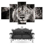 Tableau Lion Noir et Blanc Yeux Vifs | Lion Royaume