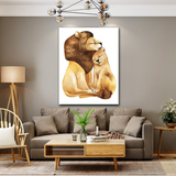 Peinture en couleurs, lion et lionne.