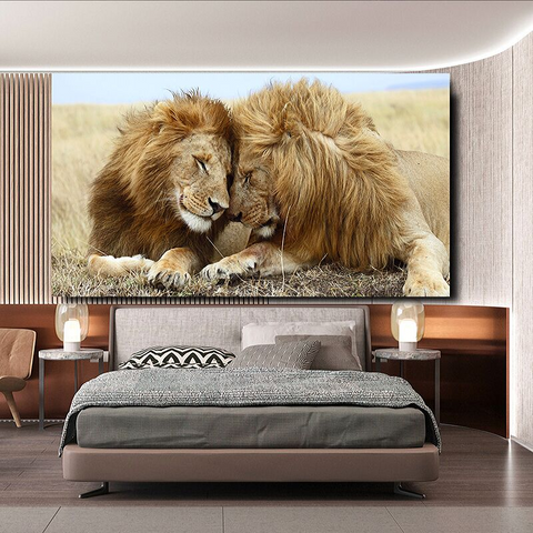 Tableau lion et lionne.