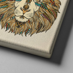 Tableau tete de lion idienne en couleurs.