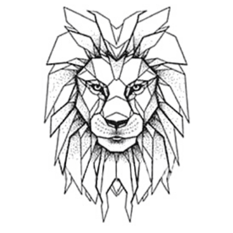 Tatouage Éphémère Lion Géométrie