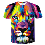 T-shirt lion couleur.