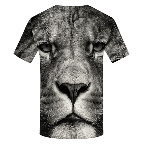 T-shirt tete de lion noir et blanc.