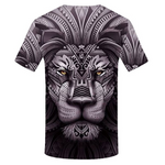 T-shirt lion gris et noir.
