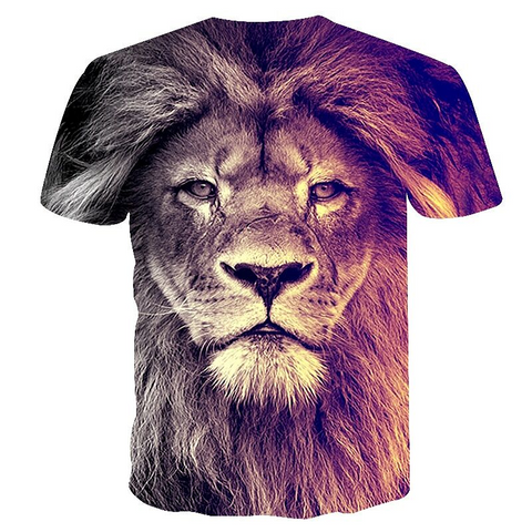 T-shirt lion en couleurs.