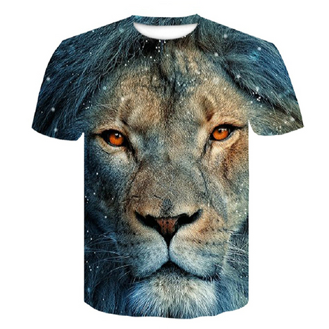 T-shirt lion yeux de roi.