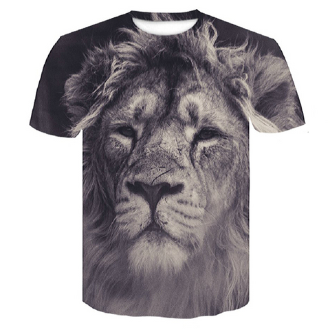 T-shirt lion noir et blanc.