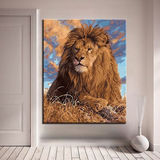 Peinture avec lion en couleurs.