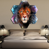 Toile de décoration avec lion en couleurs.