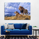 Grande toile décoration avec lion.