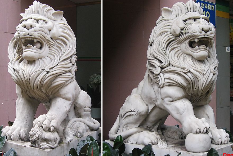 Lions Chinois en pierre.
