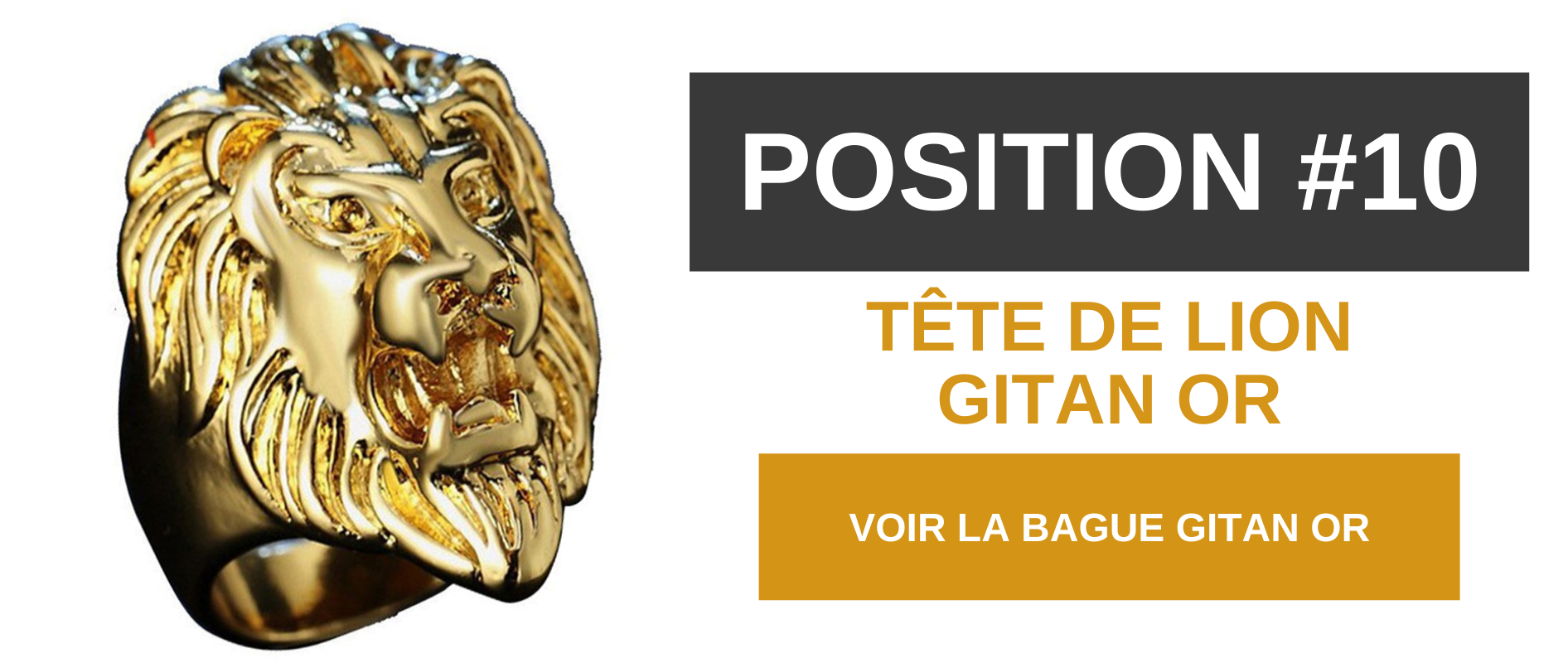 Bague tête de lion or.