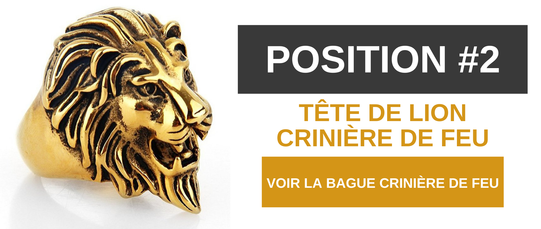 Bague tête de lion or.