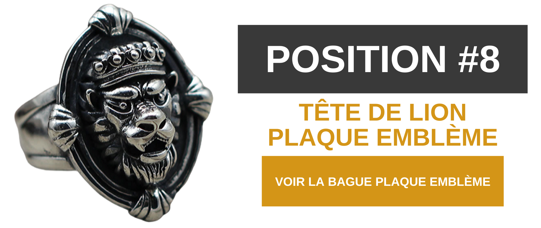 Bague tête de lion plaque emblème.
