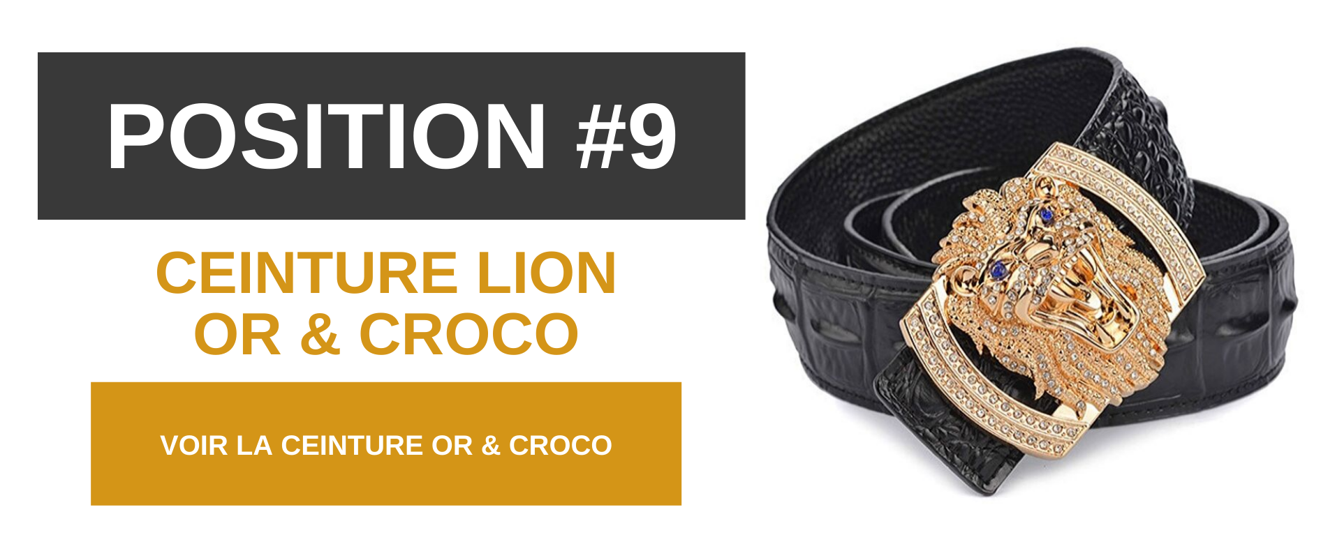 Ceinture lion noire et or.