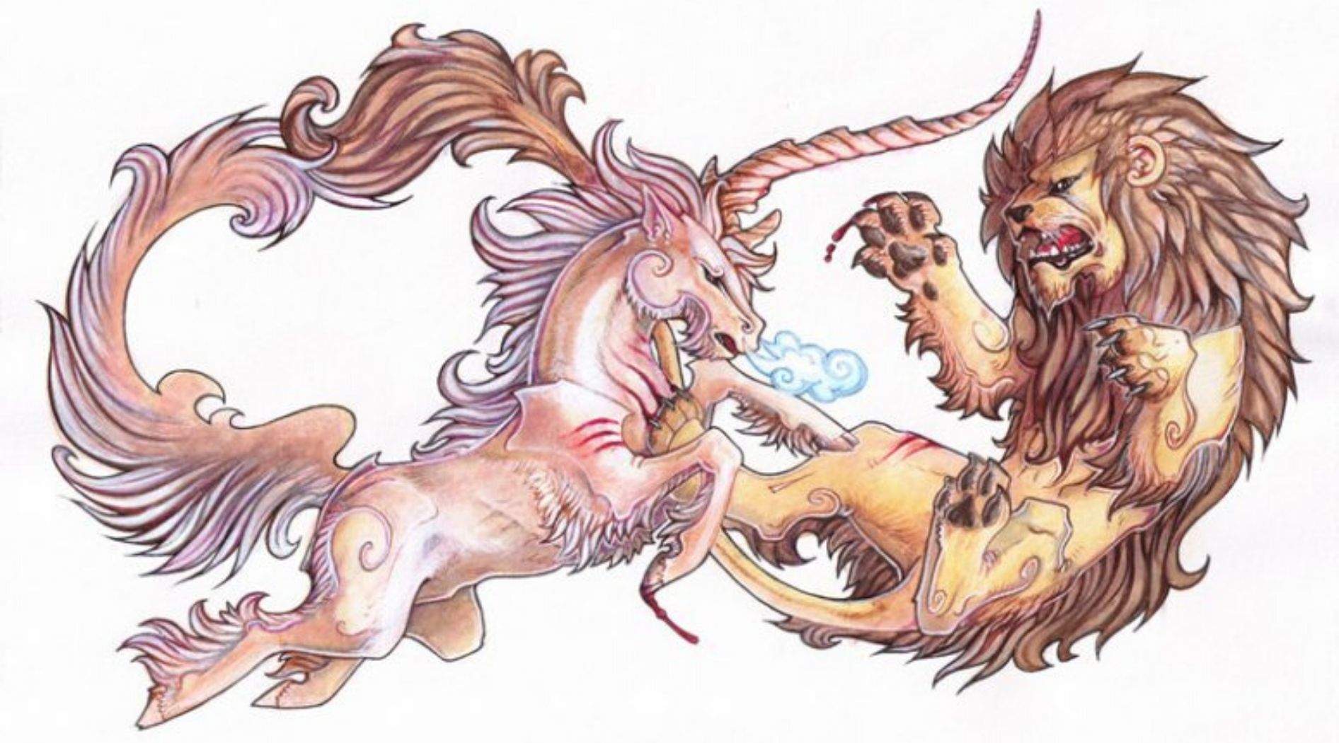 Lion et licorne.