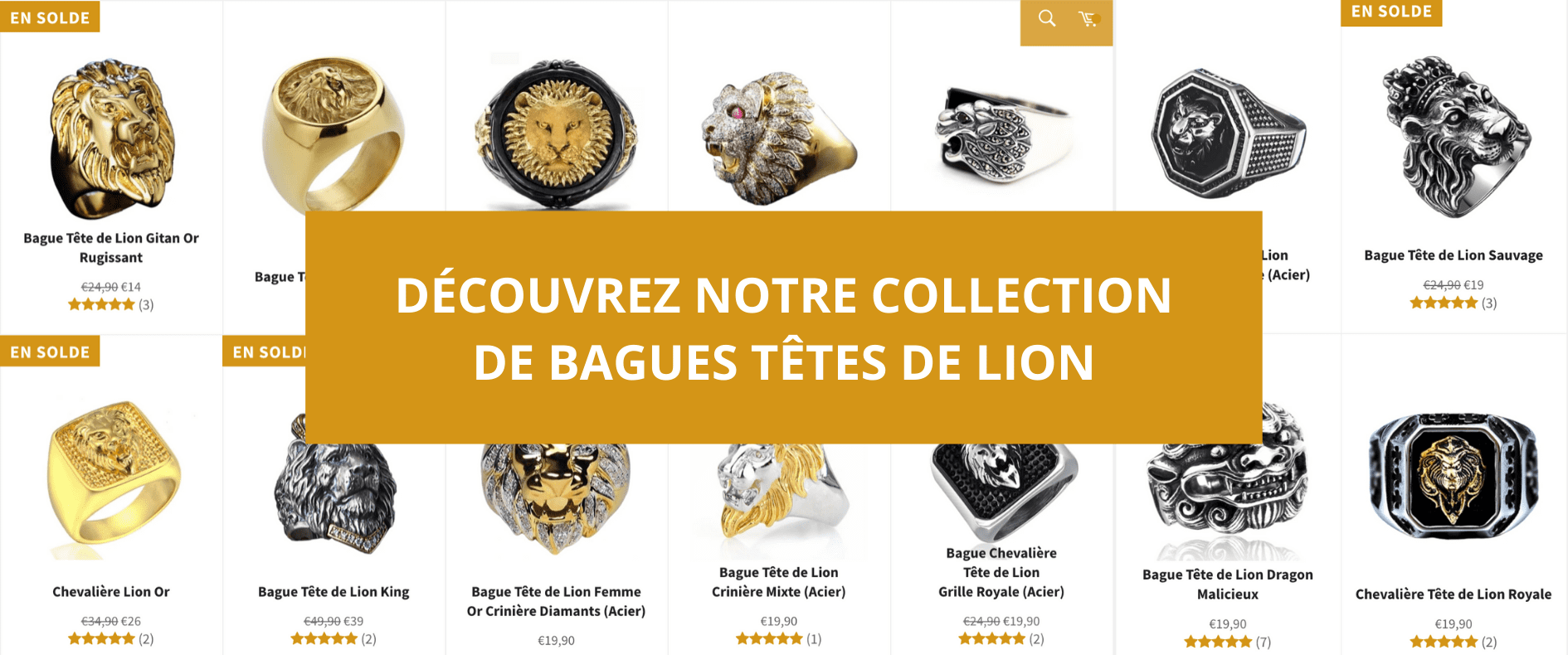 Bagues têtes de lion.