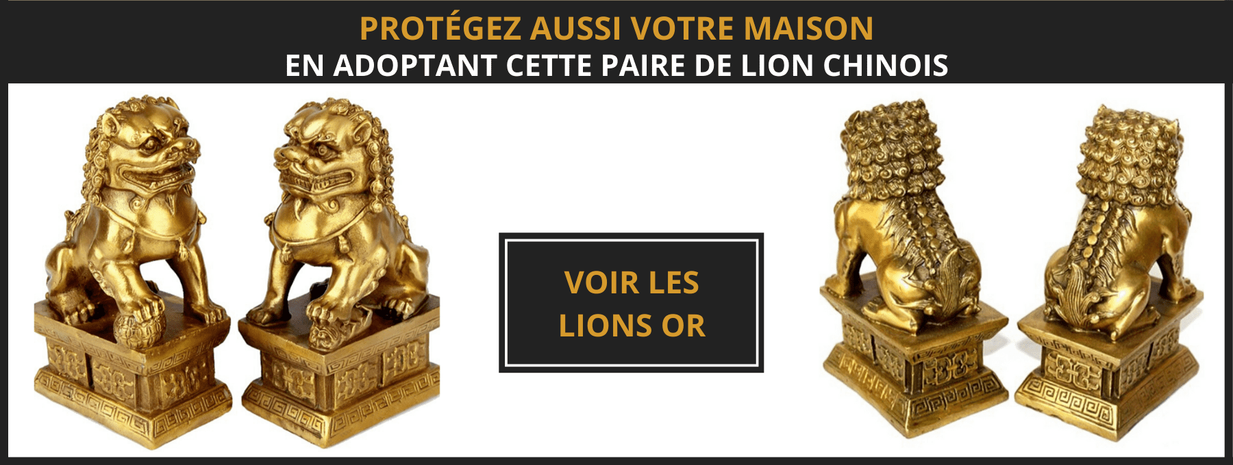 Statue lion chinois or