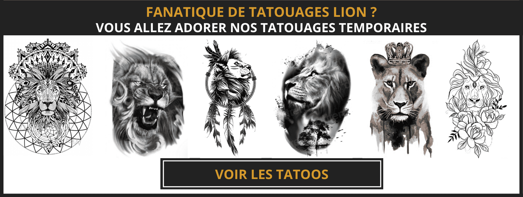 tatouage temporaire lion
