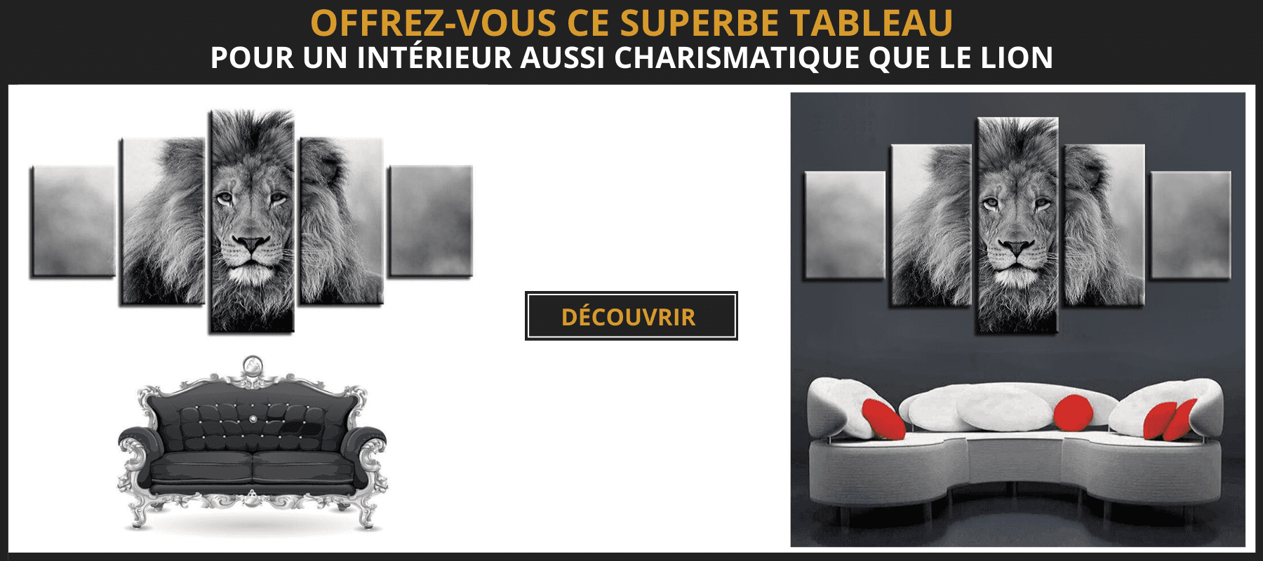 tableau lion gris