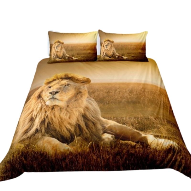 Housse de couette lion allongé