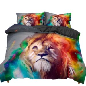 Housse de Couette Lion Tête Colorée