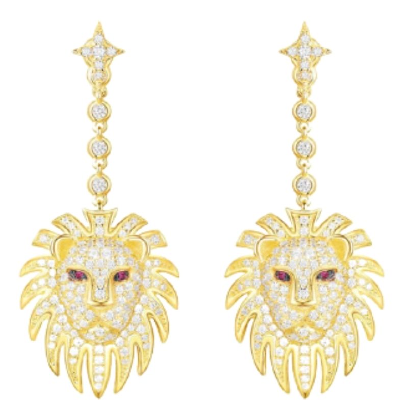 boucle d'oreille lion luxe