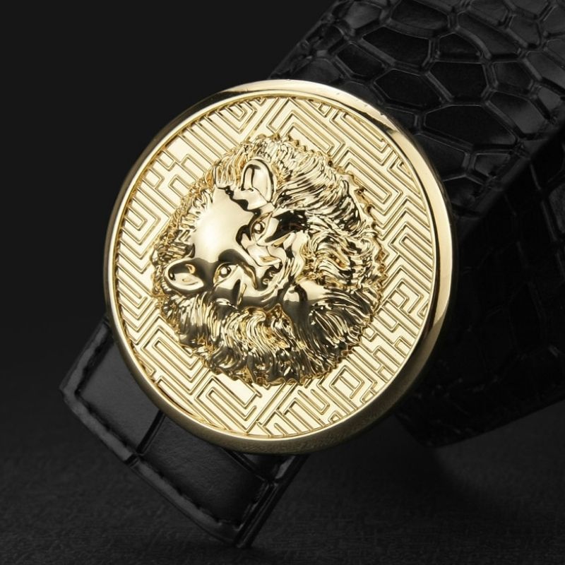 Boucle de ceinture tête de lion Dorée