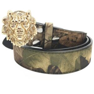 ceinture tête de lion or cowboy