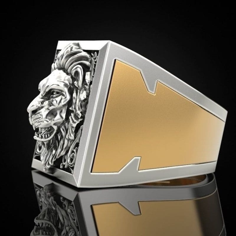 Chevalière Homme Tête de Lion Argent