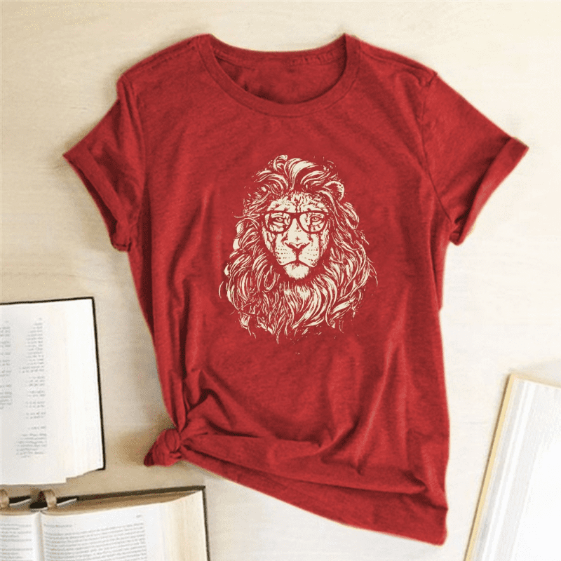 T-Shirt Lion Coton Rouge