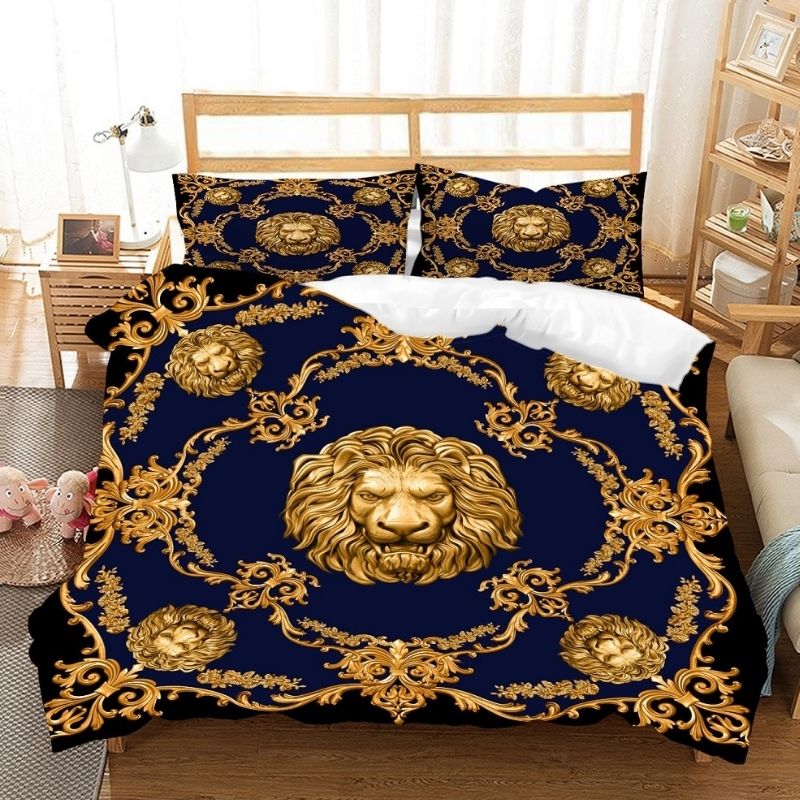 housse de couette lion médaillon chambre enfant
