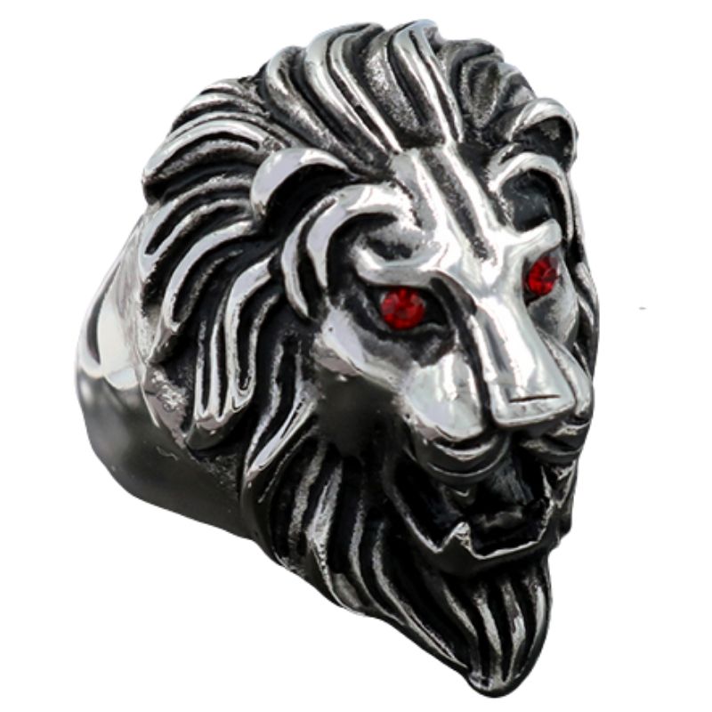 Bague Lion Argent Rubis